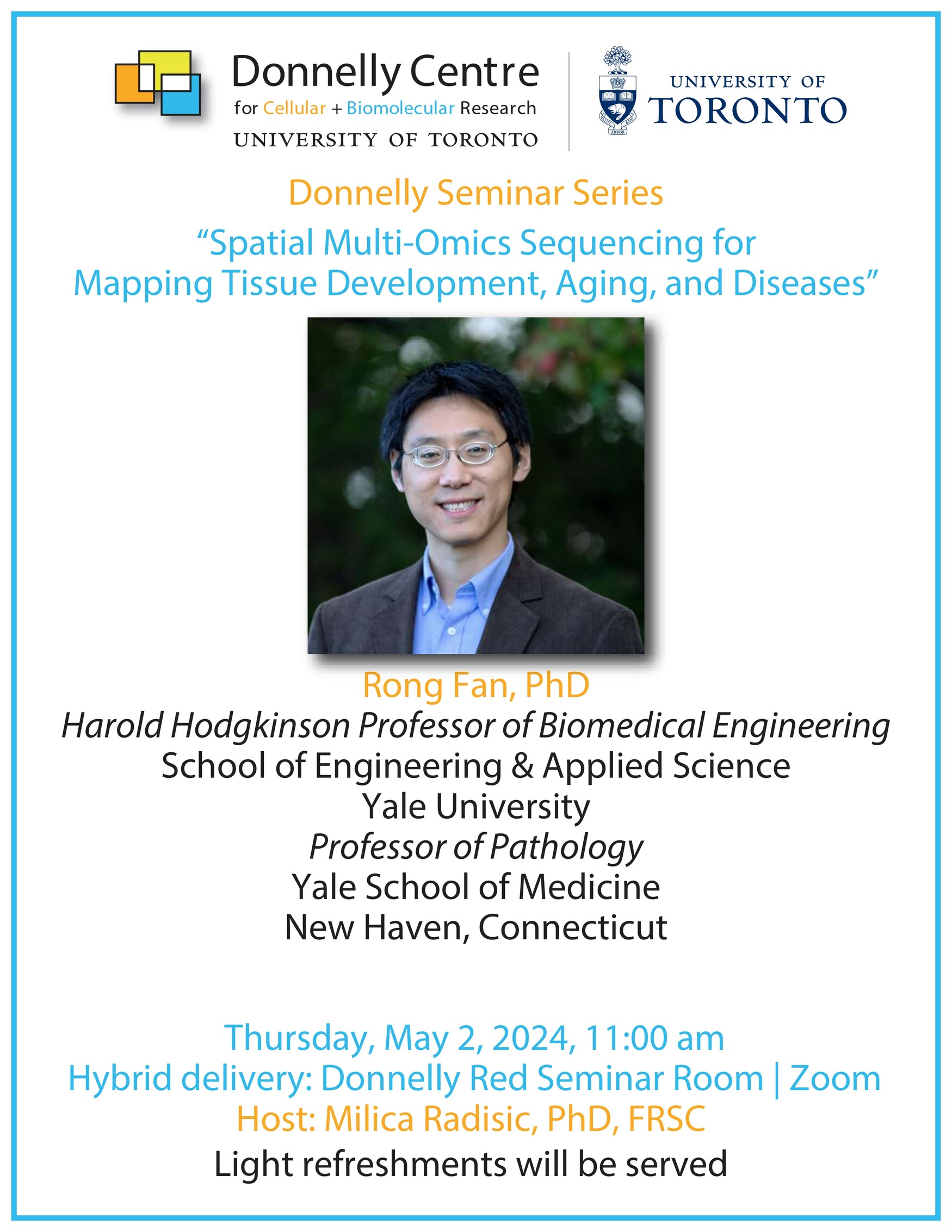 Poster for Donnelly Centre Seminar on "Spatial multi-omics sequencing"