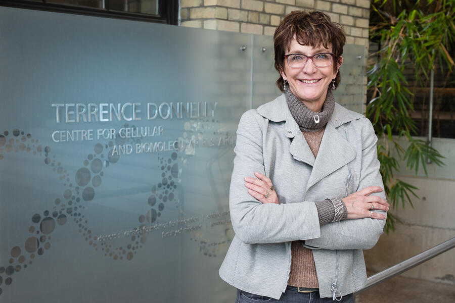 Brenda Andrews pictured in Donnelly Centre lobby