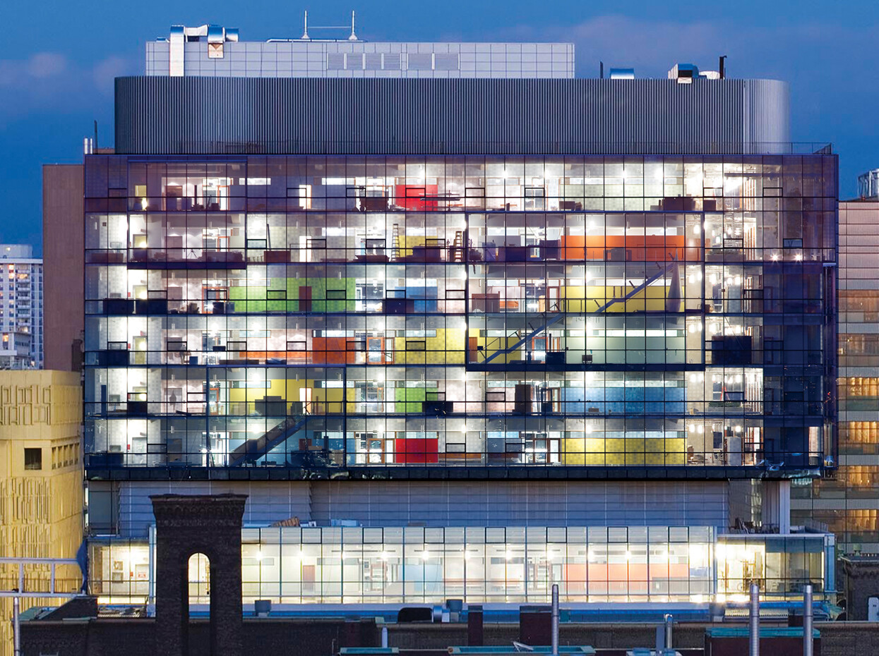 Donnelly centre building at dusk