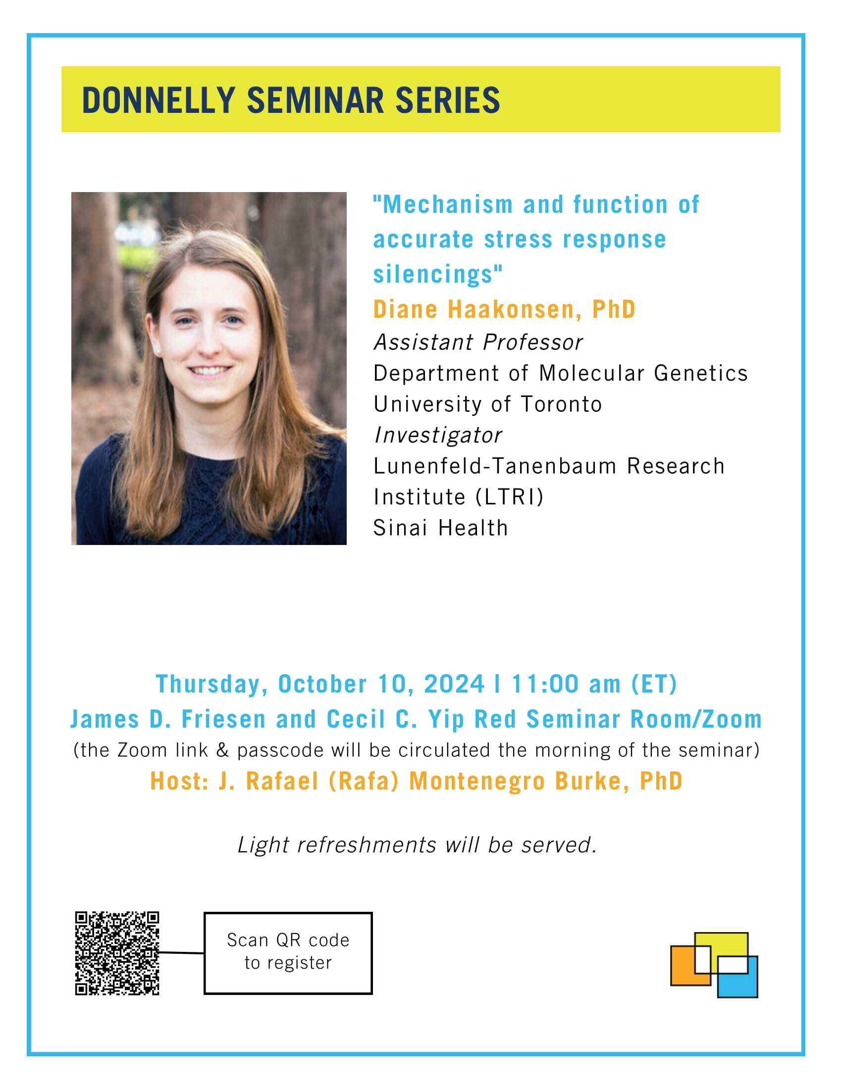 Poster for Donnelly Seminar on "Mechanism and function of accurate stress response silencings"