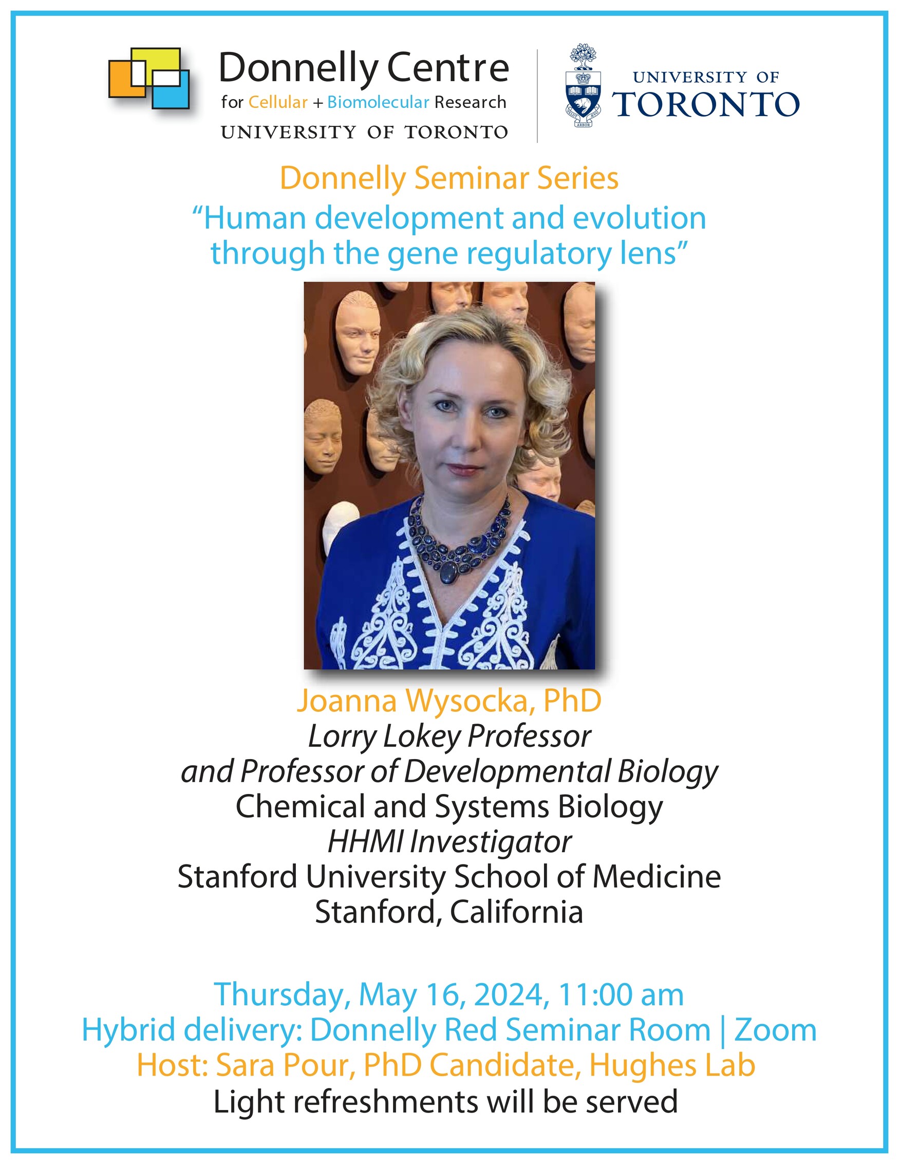 Poster for Donnelly Centre Seminar on "Human development and evolution"