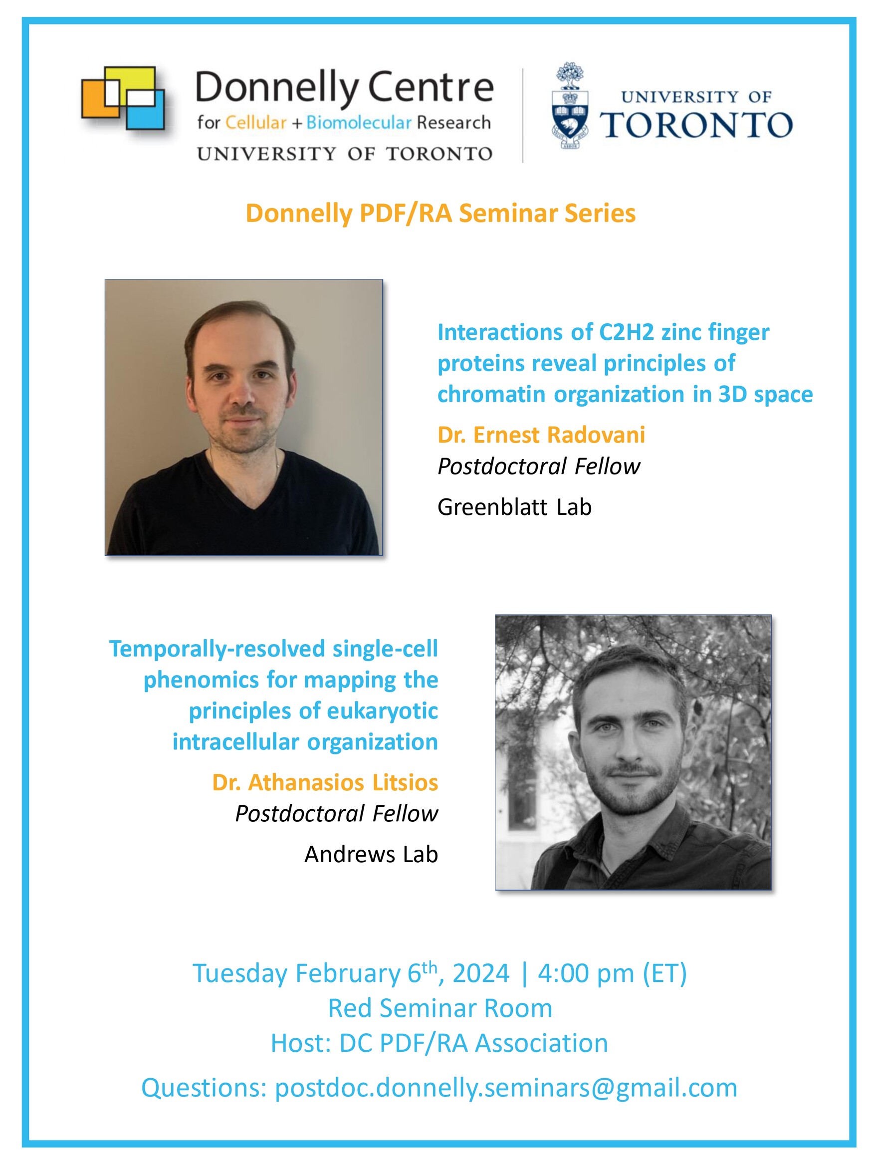 Poster for Donnelly PDF/RA Seminar Series - February 2024