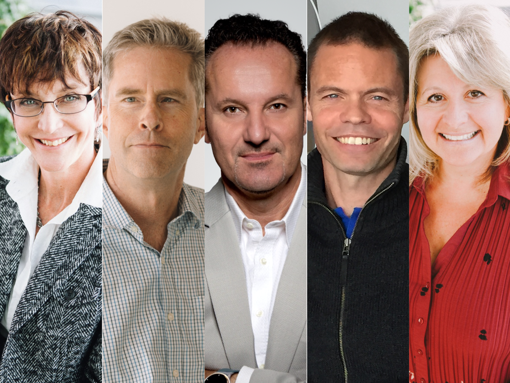 collage of 5 headshots of the funded researchers consisting of two white females and three white males