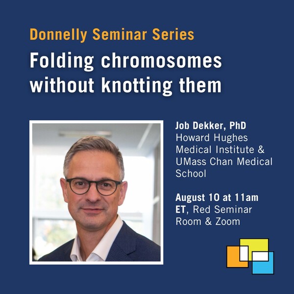 Social media card for Donnelly Centre seminar on "Folding chromosomes without knotting them"